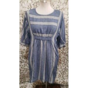 Uncle Frank Shirt Dress Womens Size XS Blue Striped Half Sleeve Pockets